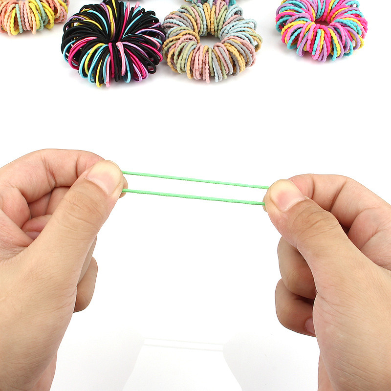100 vnt/Lot Girl Maža guminė juostelė sustorėjusi plaukų žiedas spiralinė elastinė plaukų virvė Korėjietiška nykščio žiedo galvutės virvelė Vaikų plaukų aksesuarai