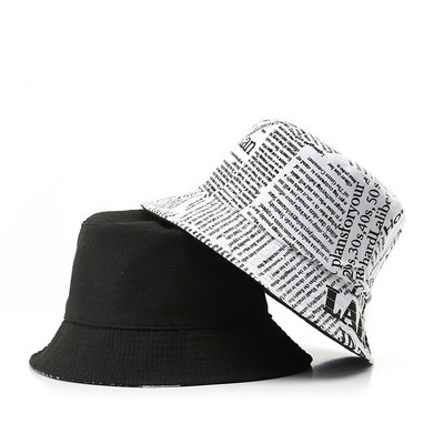 Naujos moteriškos kepuraitės laikraščio dizaino medvilninis dangtelis moterims lauko kepuraitė nuo saulės, moteriška Panamos kepurė
