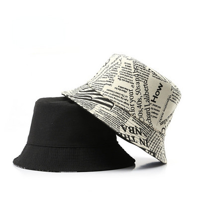 Naujos moteriškos kepuraitės laikraščio dizaino medvilninis dangtelis moterims lauko kepuraitė nuo saulės, moteriška Panamos kepurė