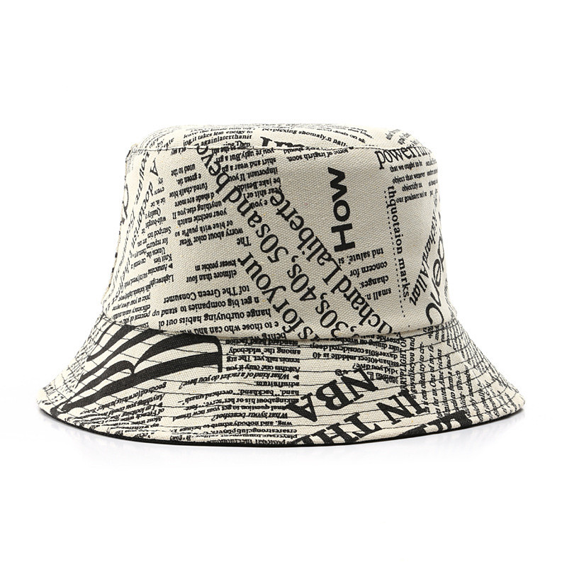 Naujos moteriškos kepuraitės laikraščio dizaino medvilninis dangtelis moterims lauko kepuraitė nuo saulės, moteriška Panamos kepurė