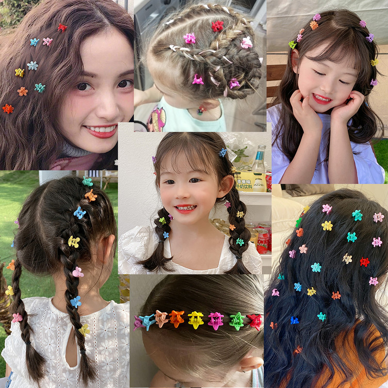 100 buc. Mini gheare de păr colorate, coroană de flori drăguță, ac de păr cu stea, cleme de păr cu ridicata pentru copii, accesorii pentru păr pentru copii, cadouri