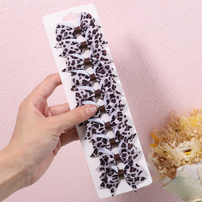 10Pcs/Set 2.5'' Leopard mašne Kose za kosu za djecu Djevojčice Boutique ukosnice s ukosnicama Pokrivala za glavu Dodaci za kosu s prugastim printom