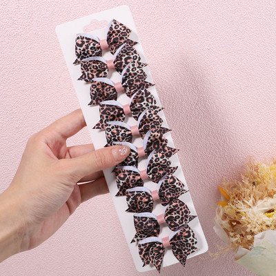 10Pcs/Set 2.5'' Leopard mašne Kose za kosu za djecu Djevojčice Boutique ukosnice s ukosnicama Pokrivala za glavu Dodaci za kosu s prugastim printom