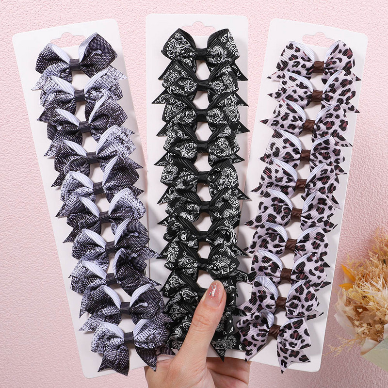10Pcs/Set 2.5'' Leopard mašne Kose za kosu za djecu Djevojčice Boutique ukosnice s ukosnicama Pokrivala za glavu Dodaci za kosu s prugastim printom