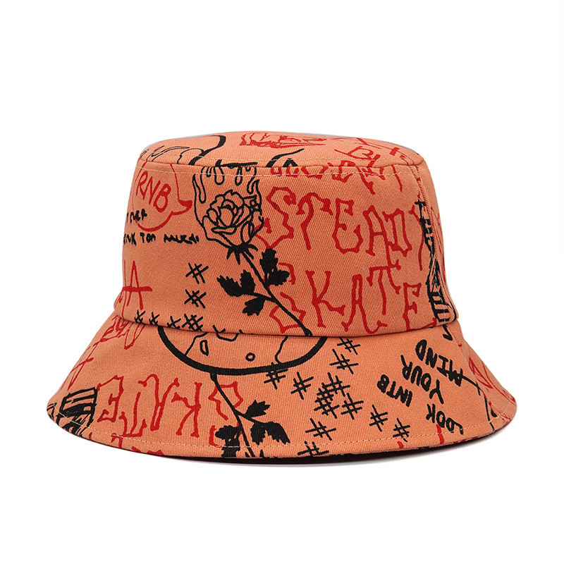 Pălărie de tip găleată pentru femei, cu imprimeu cu litere graffiti, pălărie de pescar, bărbați, șapcă de soare de vară, pălărie Panama pliabilă pentru plajă, călărie în aer liber