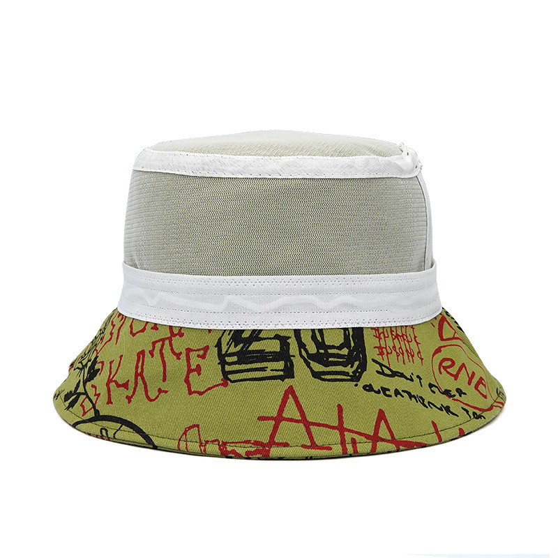 Pălărie de tip găleată pentru femei, cu imprimeu cu litere graffiti, pălărie de pescar, bărbați, șapcă de soare de vară, pălărie Panama pliabilă pentru plajă, călărie în aer liber