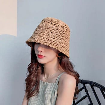 νέο Fashion Lady Straw Hat Γυναικείο Καλοκαιρινό αλεξήλιο Καπέλο ηλίου Panama Boater Floppy Bucket Καπέλο Γυναικείο καπέλο κουβά Γυναικείο καπέλο Straw Beach