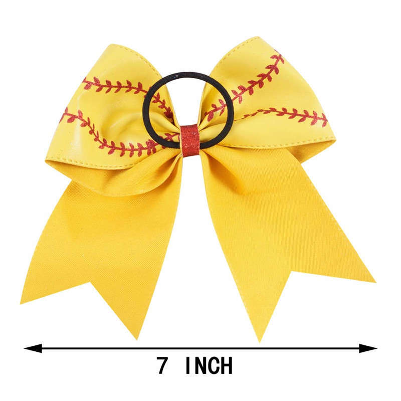 7" PU kožne mašne za navijanje Gumice za kosu Elastične trake za kosu Trake za kosu s uzorkom za softball za školsku djecu Sportski dodaci za kosu