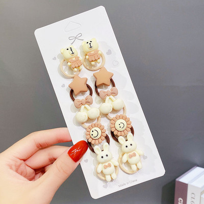 10PCS/Set Djevojčice, slatke životinje iz crtića, cvijeće, male elastične trake za kosu, ljupke gumene trake za kosu, dječji dodaci za kosu