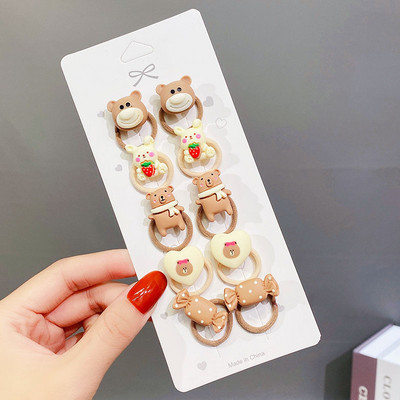 10PCS/Set Djevojčice, slatke životinje iz crtića, cvijeće, male elastične trake za kosu, ljupke gumene trake za kosu, dječji dodaci za kosu