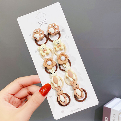 10PCS/Set Djevojčice, slatke životinje iz crtića, cvijeće, male elastične trake za kosu, ljupke gumene trake za kosu, dječji dodaci za kosu