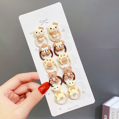 10PCS/Set Djevojčice, slatke životinje iz crtića, cvijeće, male elastične trake za kosu, ljupke gumene trake za kosu, dječji dodaci za kosu