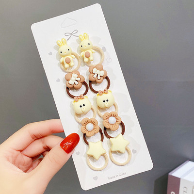 10PCS/Set Djevojčice, slatke životinje iz crtića, cvijeće, male elastične trake za kosu, ljupke gumene trake za kosu, dječji dodaci za kosu