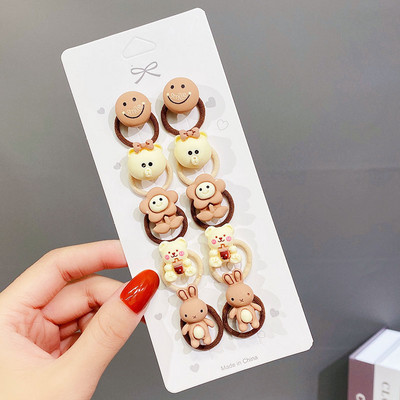 10PCS/Set Djevojčice, slatke životinje iz crtića, cvijeće, male elastične trake za kosu, ljupke gumene trake za kosu, dječji dodaci za kosu