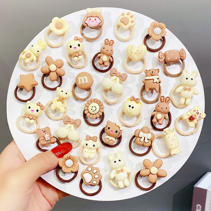 10PCS/Set Djevojčice, slatke životinje iz crtića, cvijeće, male elastične trake za kosu, ljupke gumene trake za kosu, dječji dodaci za kosu