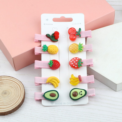 10kom/set Nova djevojka Slatka crtana ukosnica Voće Jagoda Avokado Banana Ukosnice Prekrasna ružičasta mini kopča za kosu Poklon za djecu Žene