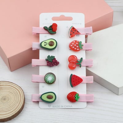 10kom/set Nova djevojka Slatka crtana ukosnica Voće Jagoda Avokado Banana Ukosnice Prekrasna ružičasta mini kopča za kosu Poklon za djecu Žene