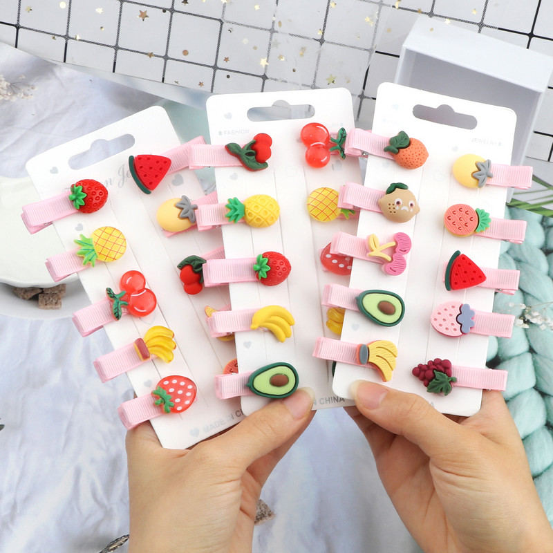 10kom/set Nova djevojka Slatka crtana ukosnica Voće Jagoda Avokado Banana Ukosnice Prekrasna ružičasta mini kopča za kosu Poklon za djecu Žene