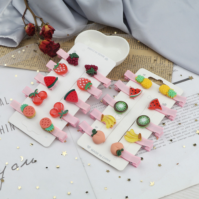10kom/set Nova djevojka Slatka crtana ukosnica Voće Jagoda Avokado Banana Ukosnice Prekrasna ružičasta mini kopča za kosu Poklon za djecu Žene