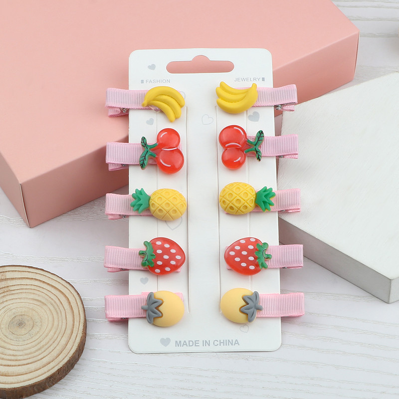10kom/set Nova djevojka Slatka crtana ukosnica Voće Jagoda Avokado Banana Ukosnice Prekrasna ružičasta mini kopča za kosu Poklon za djecu Žene
