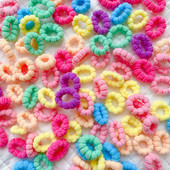 100 buc/lot copii inel neon pentru prosop inel pentru păr pentru fetițe, mini bandă elastică de cauciuc, accesorii de păr fără sudură, coadă de cal