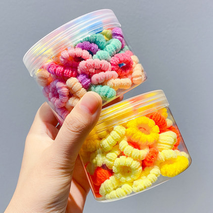 100 buc/lot copii inel neon pentru prosop inel pentru păr pentru fetițe, mini bandă elastică de cauciuc, accesorii de păr fără sudură, coadă de cal