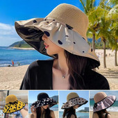 Šešir s kantom protiv UV zračenja Ženski šešir sa širokim obodom za plažu Šešir za sunčanje Traka za sunčanje Ljetni panamski šešir za zaštitu od sunca Vanjski sklopivi prijenosni ribarski šešir