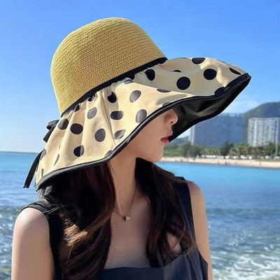 Šešir s kantom protiv UV zračenja Ženski šešir sa širokim obodom za plažu Šešir za sunčanje Traka za sunčanje Ljetni panamski šešir za zaštitu od sunca Vanjski sklopivi prijenosni ribarski šešir