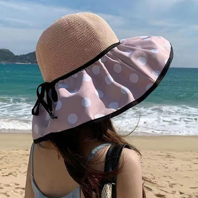 Šešir s kantom protiv UV zračenja Ženski šešir sa širokim obodom za plažu Šešir za sunčanje Traka za sunčanje Ljetni panamski šešir za zaštitu od sunca Vanjski sklopivi prijenosni ribarski šešir