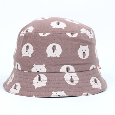 Pălărie de pescar pentru copii de vară Pălărie pliabilă cu găleată din desene animate Pălării cu găleată de stradă Hip Hop Căciuli de pescuit cu imprimeu de urs vintage