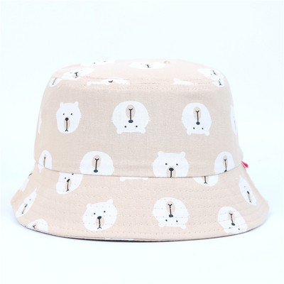 Pălărie de pescar pentru copii de vară Pălărie pliabilă cu găleată din desene animate Pălării cu găleată de stradă Hip Hop Căciuli de pescuit cu imprimeu de urs vintage