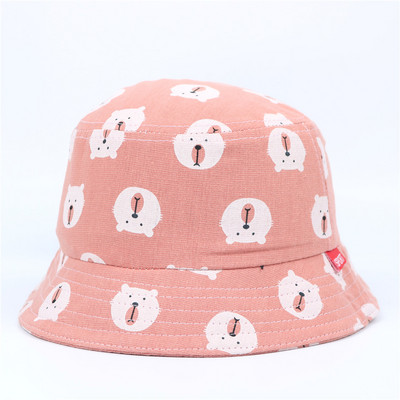 Pălărie de pescar pentru copii de vară Pălărie pliabilă cu găleată din desene animate Pălării cu găleată de stradă Hip Hop Căciuli de pescuit cu imprimeu de urs vintage