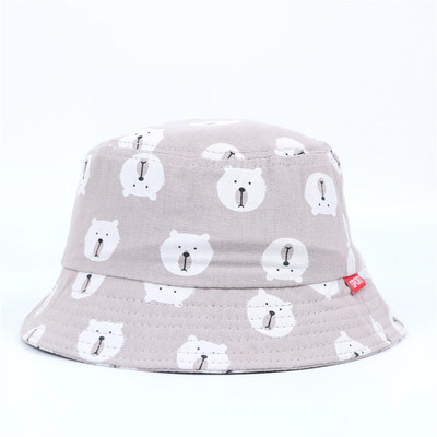 Pălărie de pescar pentru copii de vară Pălărie pliabilă cu găleată din desene animate Pălării cu găleată de stradă Hip Hop Căciuli de pescuit cu imprimeu de urs vintage