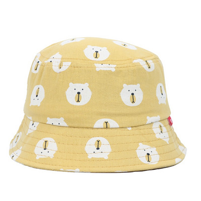 Pălărie de pescar pentru copii de vară Pălărie pliabilă cu găleată din desene animate Pălării cu găleată de stradă Hip Hop Căciuli de pescuit cu imprimeu de urs vintage
