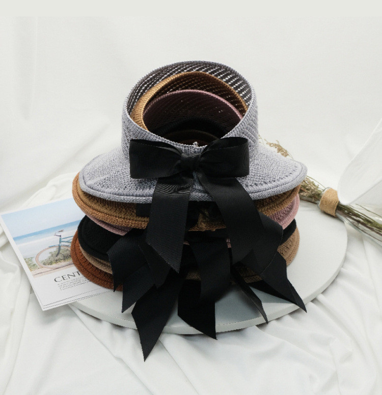 Pălărie de protecție solară pentru femei de vară 2021, clasică, cu papillon, pălărie de paie, pliabilă, ocazională, în aer liber, pentru plajă, pălărie cu protecție UV pentru femei