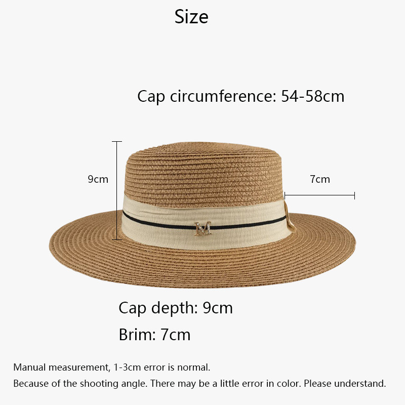 Pălărie de paie de damă, versiunea coreeană de vară, cu fundă elegantă, pălării de soare, șepci de plajă de vacanță, Panama pentru femei