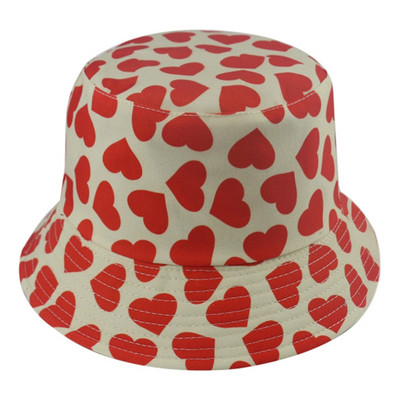 Trendi Fisherman Hat Casual Love Print Vödörsapka Minden egyezés az utcai sétáláshoz