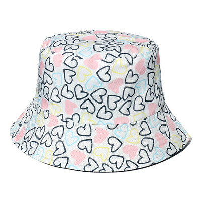 Trendi Fisherman Hat Casual Love Print Vödörsapka Minden egyezés az utcai sétáláshoz