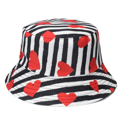 Trendi Fisherman Hat Casual Love Print Vödörsapka Minden egyezés az utcai sétáláshoz