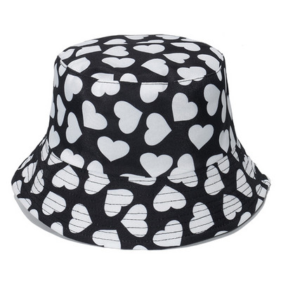 Trendi Fisherman Hat Casual Love Print Vödörsapka Minden egyezés az utcai sétáláshoz