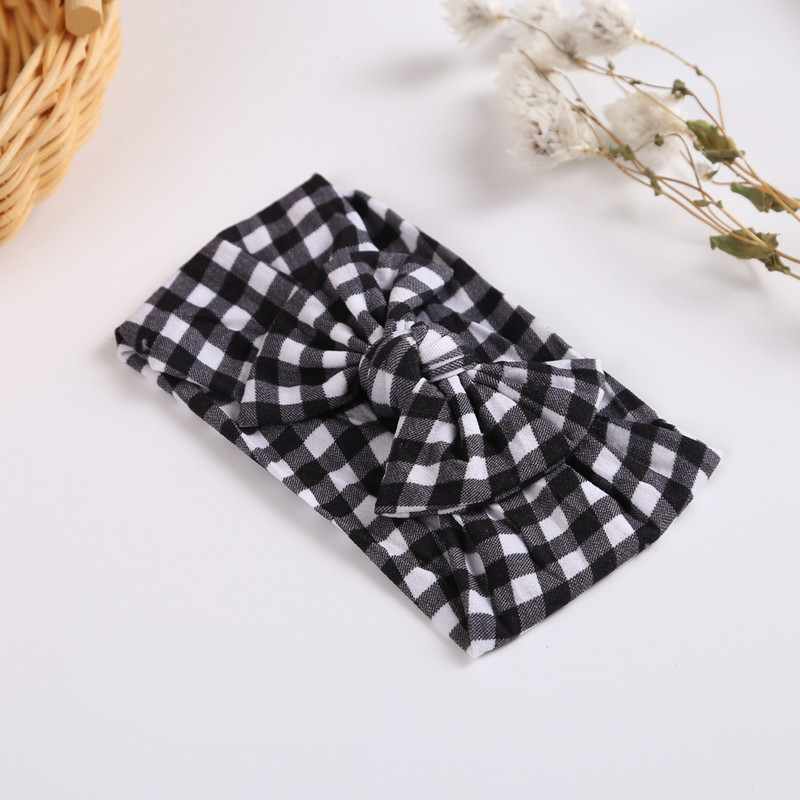 Bentite drăguțe pentru copii mici, pentru fetițe, cu model în carouri, cu papion, pentru copii drăguți, benzi elastice de păr din nailon, accesorii pentru păr