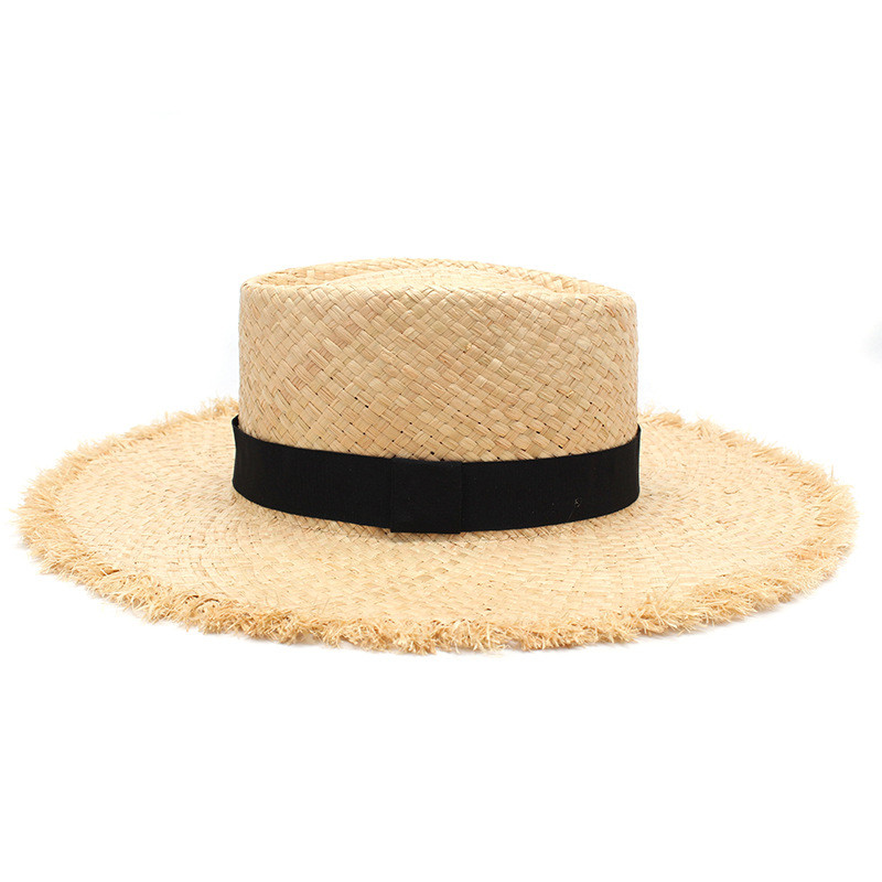 Vairumtirdzniecība Jaunas jostas Raffia salmu vasaras saulessargu cepures sievietēm Sieviešu salokāmas modes roku darbs vāciņš ar platām malām Panamas pludmales cepure