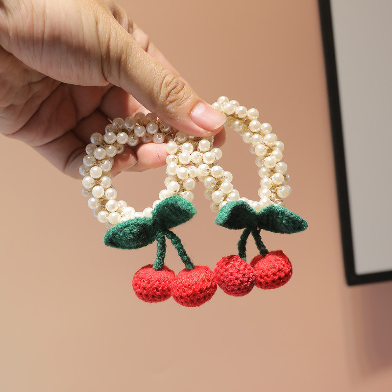 Jesen i zima, novi dodaci za kosu od trešnje, biserni prsten za kosu, dodaci za kosu, gumena gumica za kosu, dječji pribor za kosu