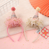 Sărbătoare pentru petrecerea de aniversare Pălărie de ziua de naștere cu sclipici Cerc de păr cu zână Un decor pentru petrecere de la mulți ani pentru copii Favoare pentru cap