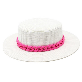 Лятна дамска шапка нова регулируема плоска горна част мъжка и дамска сламена шапка федора слънчева шапка плажна шапка джаз флуоресцентно жълт джаз