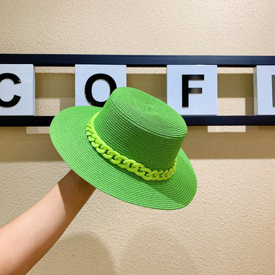 Ljetni ženski šešir novi podesivi ravni vrh muški i ženski slamnati šešir Fedora šešir za sunce Šešir za plažu jazz fluorescentno žuti jazz