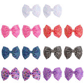 1 pereche de agrafe de păr cu nod cu fundă de diamant Crăciun pentru cap cu strasuri colorate, fundă de păr, agrafe, accesorii pentru păr pentru copii