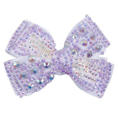 1 pereche de agrafe de păr cu nod cu fundă de diamant Crăciun pentru cap cu strasuri colorate, fundă de păr, agrafe, accesorii pentru păr pentru copii