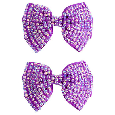 1 pereche de agrafe de păr cu nod cu fundă de diamant Crăciun pentru cap cu strasuri colorate, fundă de păr, agrafe, accesorii pentru păr pentru copii