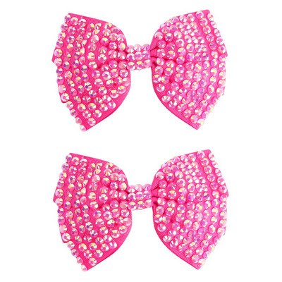 1 pereche de agrafe de păr cu nod cu fundă de diamant Crăciun pentru cap cu strasuri colorate, fundă de păr, agrafe, accesorii pentru păr pentru copii